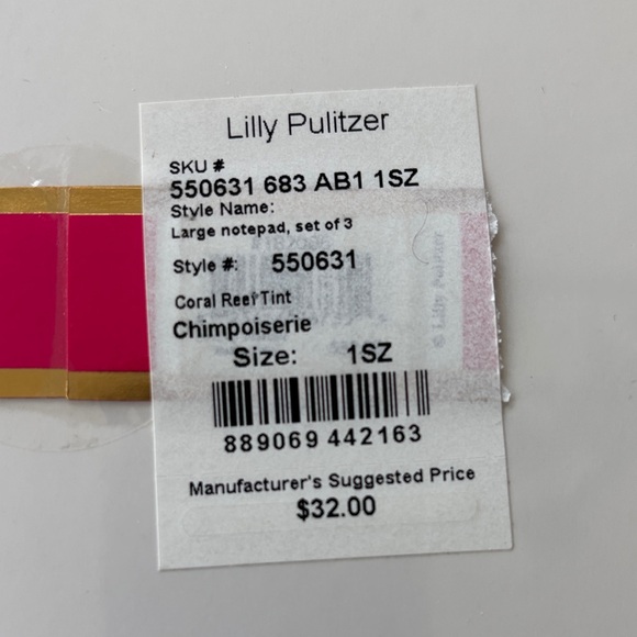 Lilly Pulitzer Pink and Green Leaf Notepad Set of 3 NWT - Picture 6 of 6